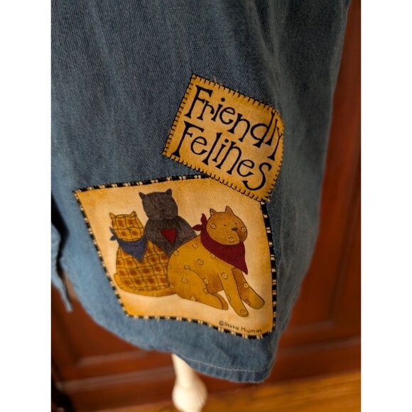 Haiks Womens Denim Vest Friendly Felines Cat Patches Button-Front Cotton Size 2X - Picture 3 of 8